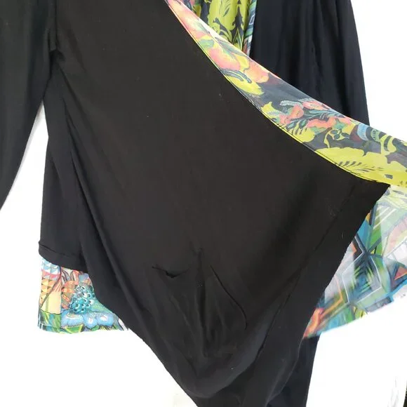 Desigual Amor Cardigan Embroidered Art-to-Wear Waterfall Draped Front size L - Picture 15 of 16